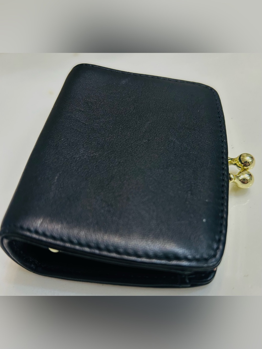 Vtg Mint COACH Black Leather Kiss-Lock Jewelry/ Coin Purse - Picture 4 of 5